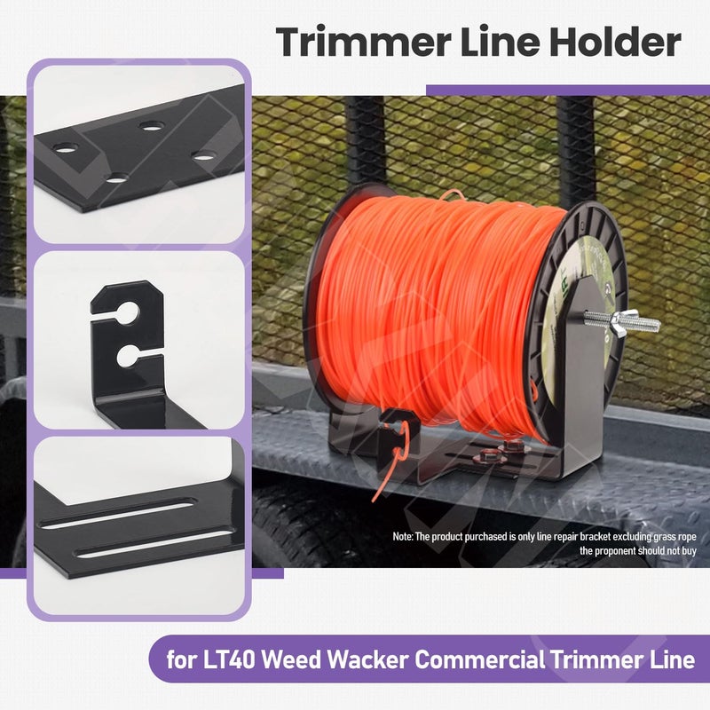 ZHIXING Heavy Duty Stainless Steel Weed Wacker Trimmer Line Holder W/Mounting Hardware, Adjustable Width (4.5"-8.6") Bracket, Supports 3 & 5 Pound Spools for Landscape Trailer Organization Accessories, Black - Image 4